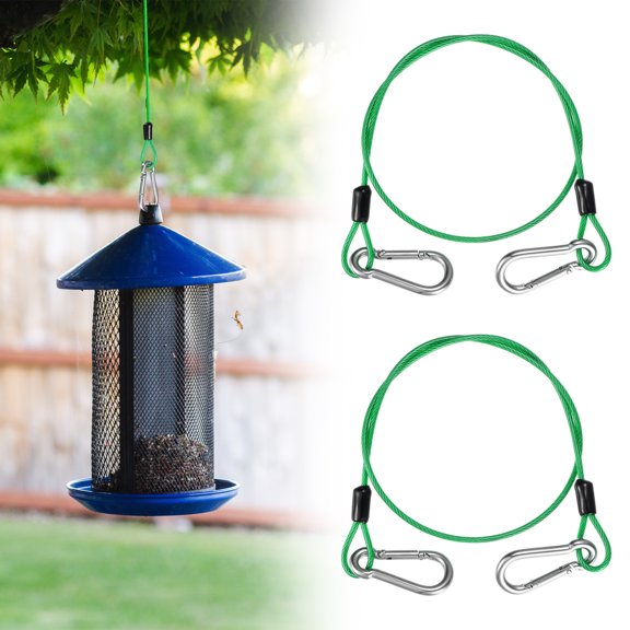 Uxcell 2-Set Bird Feeder Hanger for Tree, 23.62 Inch Flexible Stainless Steel Hanging Cables Chain Wire with Carabiners [Green]