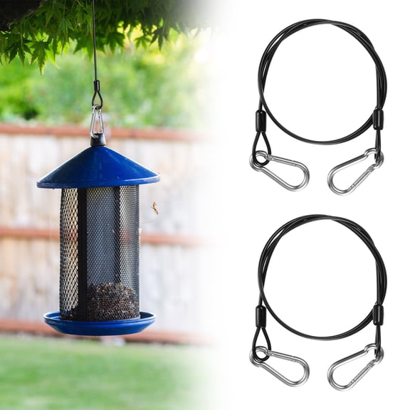Uxcell 2-Set Bird Feeder Hanger for Tree, 35.43 Inch Flexible Stainless Steel Hanging Cables Chain Wire with Carabiners [Black]