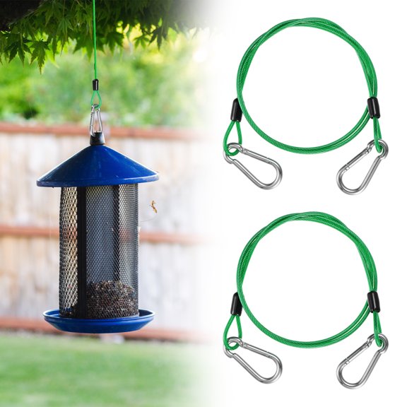 Uxcell 2-Set Bird Feeder Hanger for Tree, 35.43 Inch Flexible Stainless Steel Hanging Cables Chain Wire with Carabiners [Green]