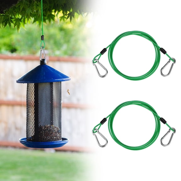 Uxcell 2-Set Bird Feeder Hanger for Tree, 78.74 Inch Flexible Stainless Steel Hanging Cables Chain Wire with Carabiners [Green]