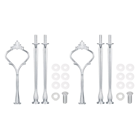 Uxcell 2 Set Cake Tray Stand Handle Plate Hardware Fitting, 3-Tiers Crown Silver