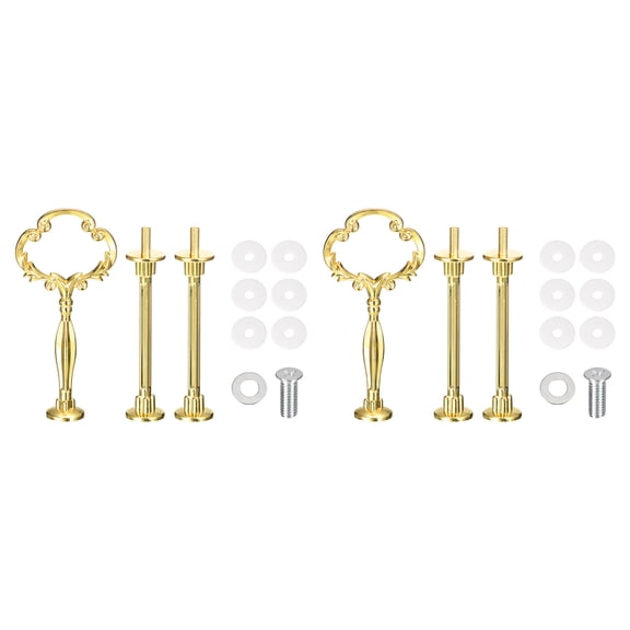 Uxcell 2 Set Cake Tray Stand Handle Plate Hardware Fitting, 3-Tiers Thicken Sunflower Gold