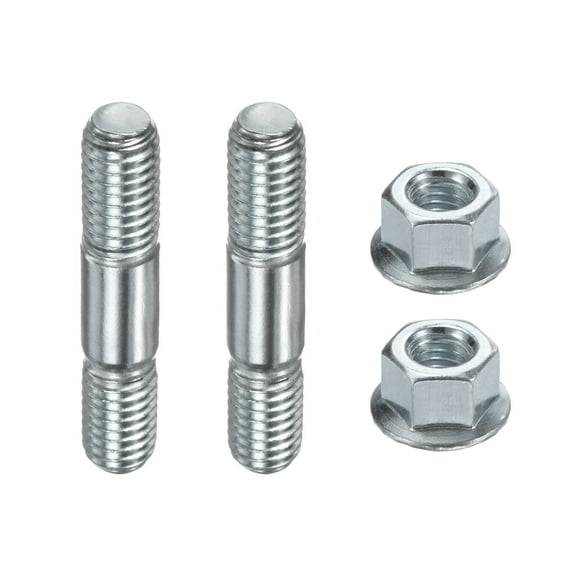Uxcell 2-Set Chainsaw Guide Bar Studs and Bar Nuts M8 x 1.25 Thread Manganese Steel Double End Bar Studs
