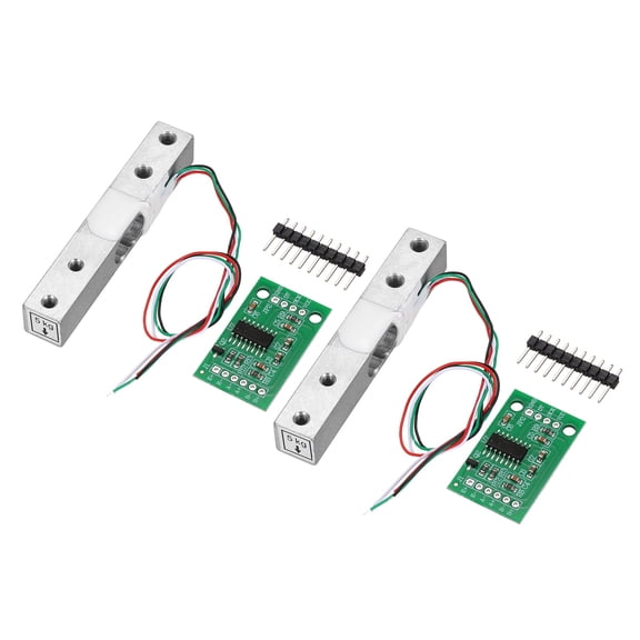 Uxcell 2 Set Digital Load Cell Weight Sensor 5KG + HX711 Module Weighing Sensor 24 Bit Precision A/D Dual-Channel 20x33mm for DIY Portable Electronic Kitchen Scale Kit