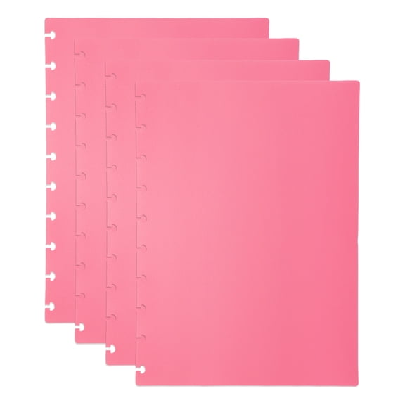 Uxcell 2 Set Discbound Notebook Cover, 10 x 7.1" B5 Letter Size PP Disc Planner Cover for Notebook Happy Planner Office Product, Pink