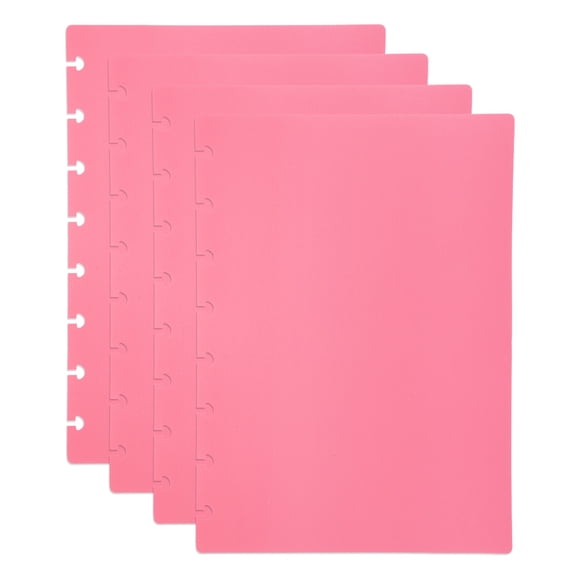Uxcell 2 Set Discbound Notebook Cover, 8.5 x 6" A5 Letter Size PP Disc Planner Cover for Notebook Happy Planner Office Product, Pink
