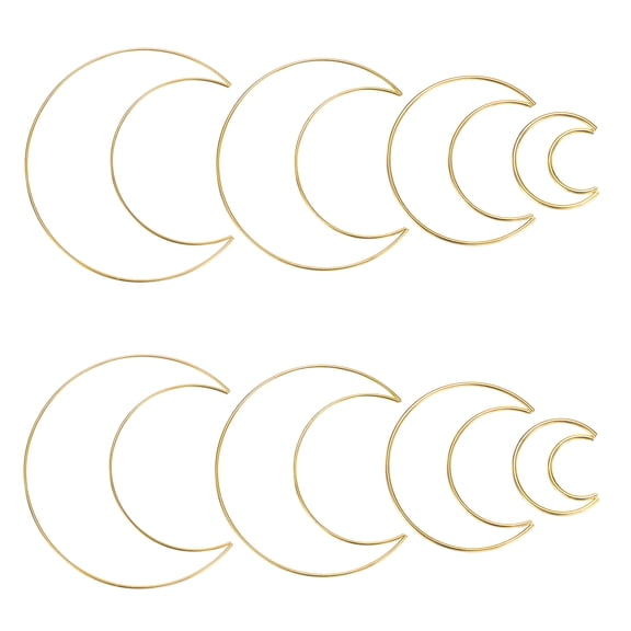 Uxcell 2-Set Dream Catcher Rings, 4 Sizes Metal Moon Shape Wreath Floral Ring Hoop for DIY Craft Golden