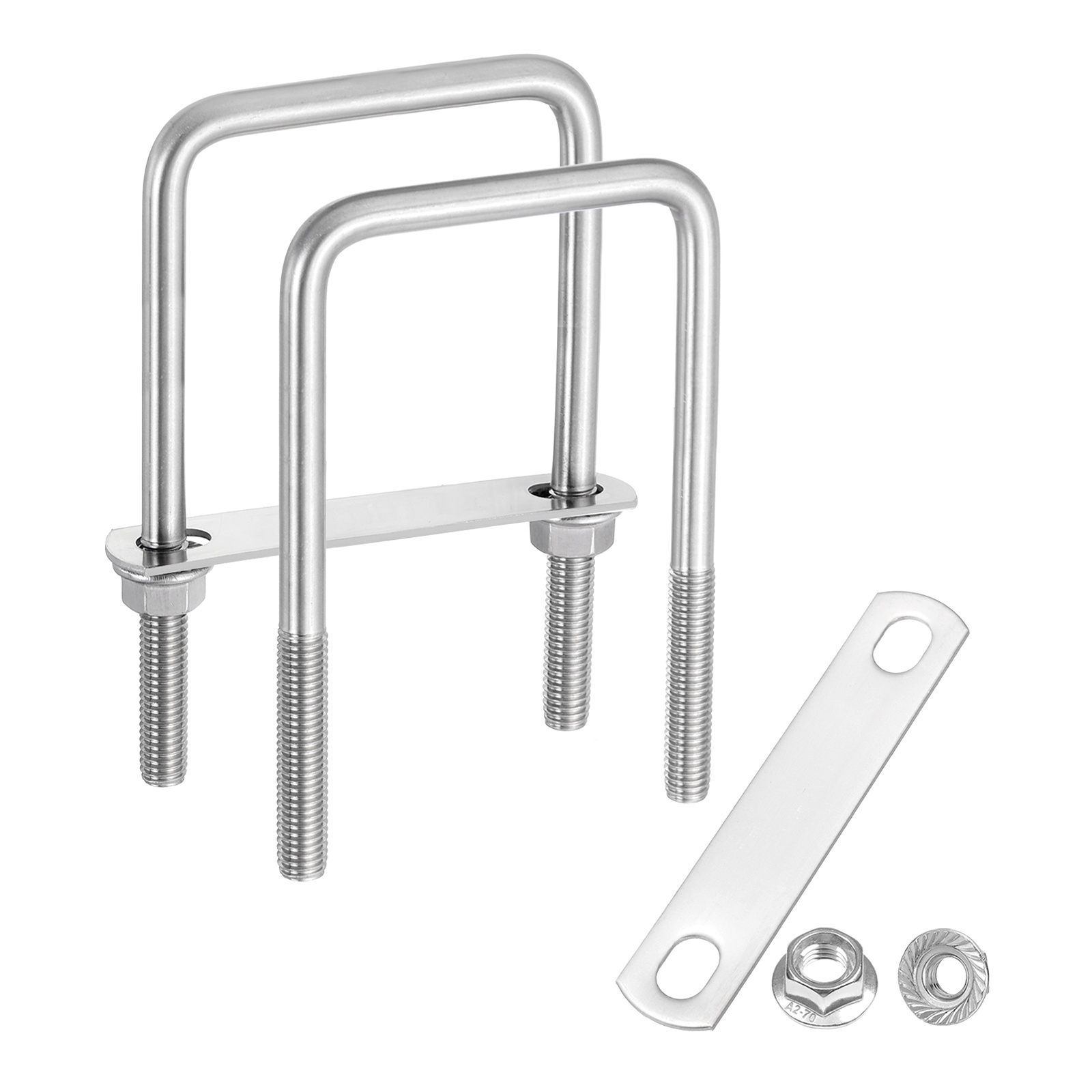 Uxcell 2 Set M10 3-1/8 Inch Inner Wide Square U Bolts, 5-7/8 Inch Length 304 Stainless Steel U-Bolts with Flange Hexagon Nuts, Frame Plates for Trailer, Automotive, (80mm W x 150mm L)