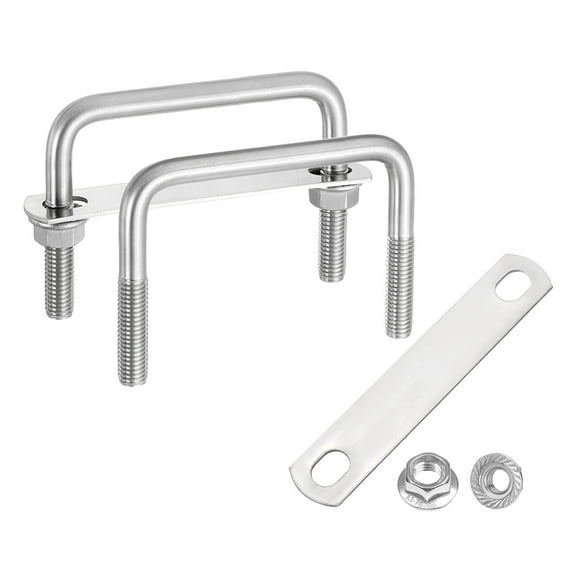 Uxcell 2 Set M10 3-9/16 Inch Inner Wide Square U Bolts, 2-3/4 Inch Length 304 Stainless Steel U-Bolts with Flange Hexagon Nuts, Frame Plates for Trailer, Automotive, (90mm W x 70mm L)