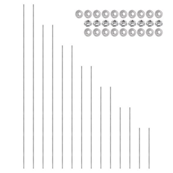 Uxcell 2 Set M3 x 0.5mm Fully Threaded Rods 7 Size, 304 Stainless Steel All Threaded Rod Metric Right Hand Threads with 28Pcs Flange Nut for Clamps Hangers U-Bolt