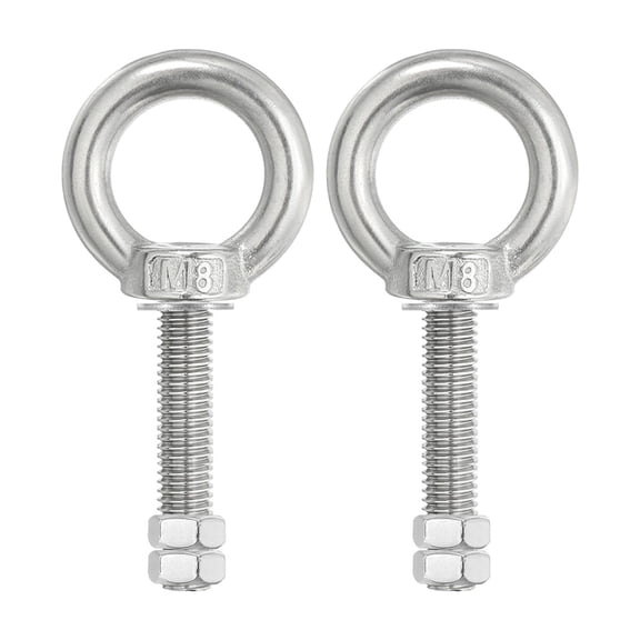 Uxcell 2 Set M8x50 Lifting Shoulder Eye Bolts, 304 Stainless Steel Eye Bolts Threaded Screw