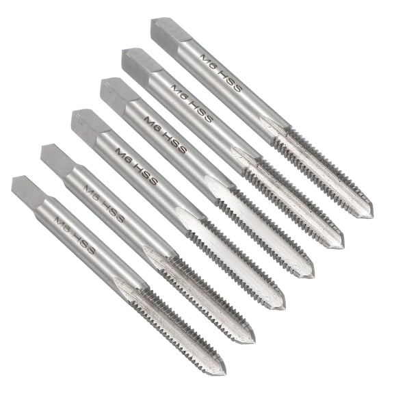 Uxcell 2 Set Metric Hand Tap Set, M6 x 1 H2 Thread Taper + Plug + Bottom Taps, High Speed Steel (HSS) Screw Threading Tapping Tool Kit