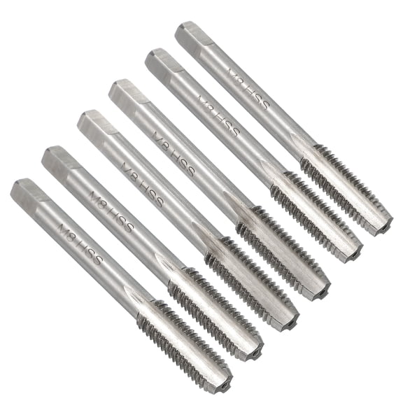 Uxcell 2 Set Metric Hand Tap Set, M8 x 1.25 H2 Thread Taper + Plug + Bottom Taps, High Speed Steel (HSS) Screw Threading Tapping Tool Kit