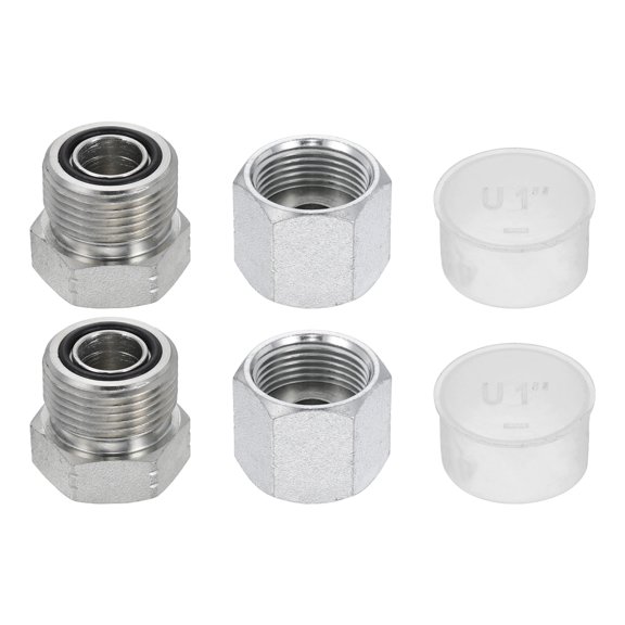 Uxcell 2 Set ORFS Hydraulic Cap & Plug Assortment Kit, O-Ring Face Seal Hydraulic Hose Fittings Carbon Steel with Zinc Plating Fits ORFS-10 (1"-14 UN) Fittings and Ports