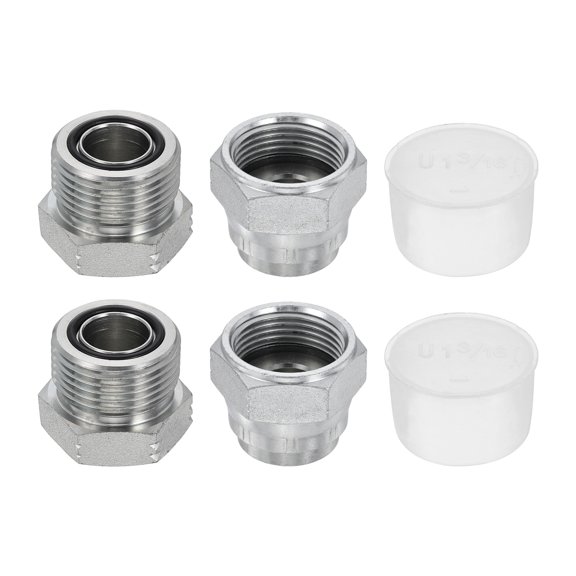 Uxcell 2 Set ORFS Hydraulic Cap & Plug Assortment Kit, O-Ring Face Seal Hydraulic Hose Fittings Carbon Steel with Zinc Plating Fits ORFS-12 (1-3/16"-12 UN) Fittings and Ports