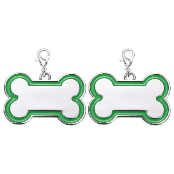 Uxcell 2 Set Pet ID Tags Bone Shape, 45x30mm Metal Personalize Engraved Both Sides Blank Tags Stamping Pet Supplies (Green)