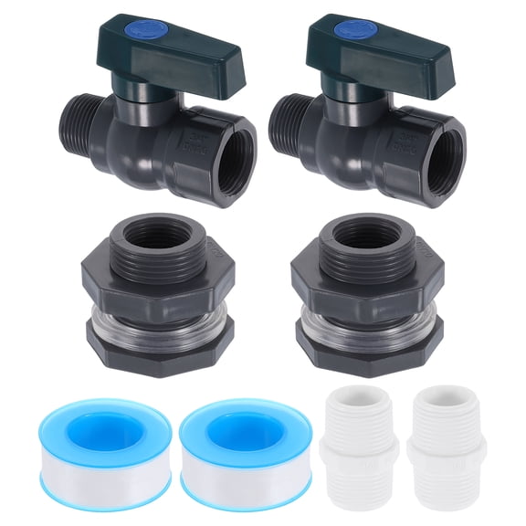 Uxcell 2 Set Rain Barrel Faucet Kit, 3/4" GHT Plastic Rain Barrel Spigot, Grey