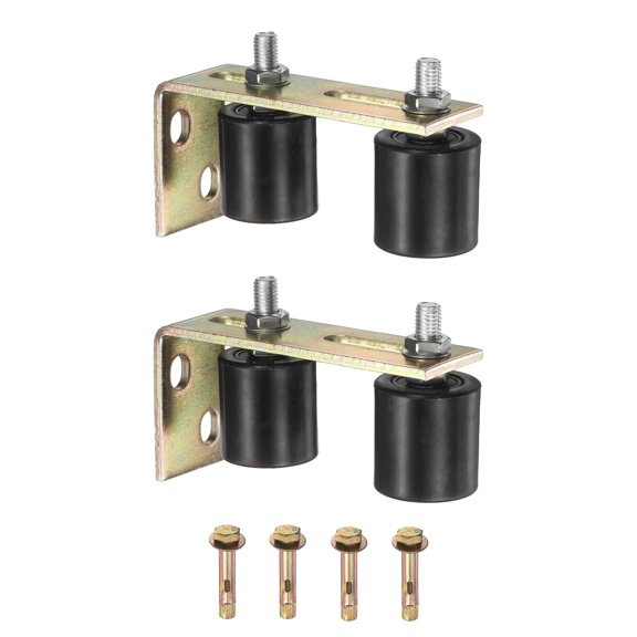 Uxcell 2 Set Slide Gate Guide Roller, 1.97" L-Rear Post Bracket Nylon Rollers Gate, Adjustable Sliding Hardware Roller Kit for Sliding Grates Barn Rolling Door 1.89" Dia, Black