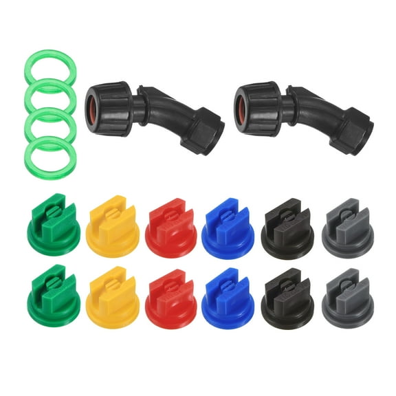 Uxcell 2-Set Sprayer Nozzle Kit, 110 Degree 0.15-0.6mm Pore Plastic Flat Fan Spray Tips 12Pcs for Agricultural Sprayer Wand