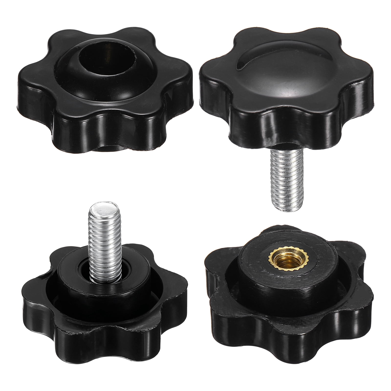 Uxcell 2 Set Star Knobs M4 x 8mm Male + M4 Female Thread 25mm Head ...