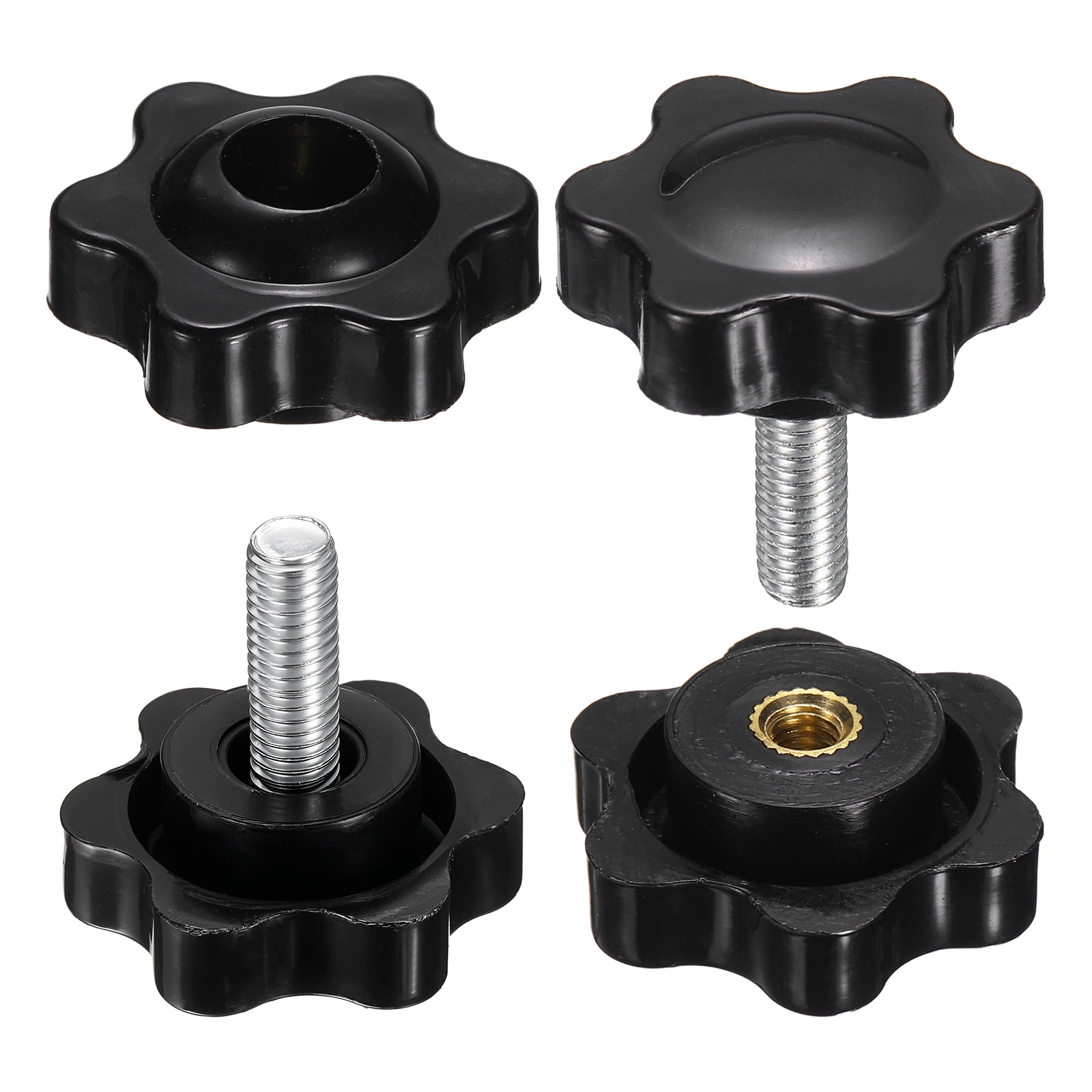 Uxcell 2 Set Star Knobs M5 x 8mm Male + M5 Female Thread 25mm Head ...