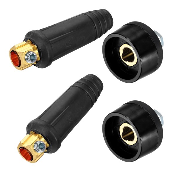 Uxcell 2 Set Welding Cables Panel Connector Plug and Socket Set DKJ50-70 Brass Quick Fitting for Power Supply Equipment, Black