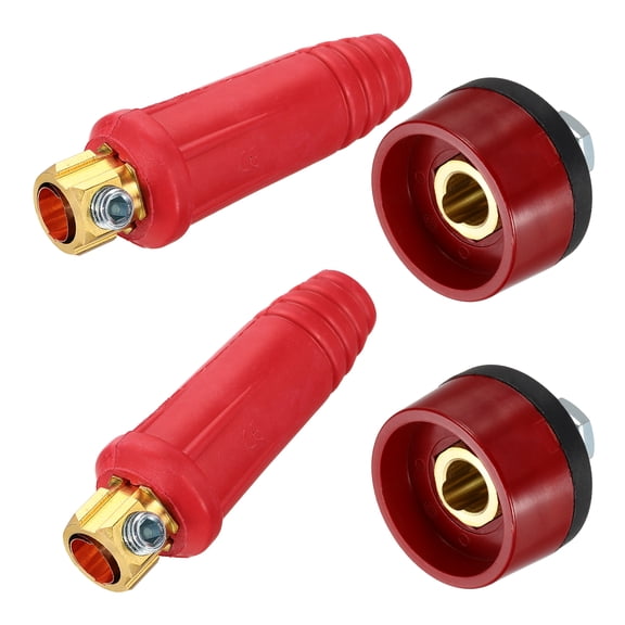 Uxcell 2 Set Welding Cables Panel Connector Plug and Socket Set DKJ50-70 Brass Quick Fitting for Power Supply Equipment, Red