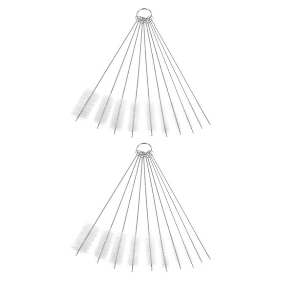 Uxcell 2 Set of Straw Cleaner Brush, 8.3" Nylon Tube Pipe Cleaners Set, 20 Pack Stainless Steel Long Straw Brush, Clear