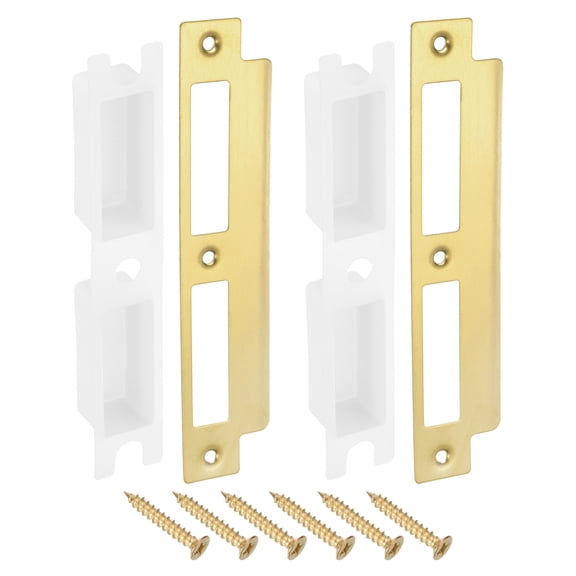 Uxcell 2 Sets 40mm x 186mm Stainless Steel Deadbolt Strike Plate, Gold