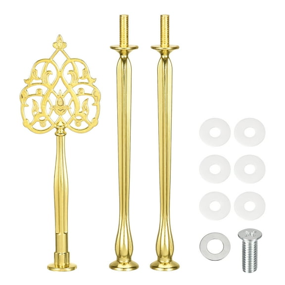 Uxcell 2 Sets Cake Tray Stand Handle Plate Hardware Fitting, 3-Tiers New Crown Gold