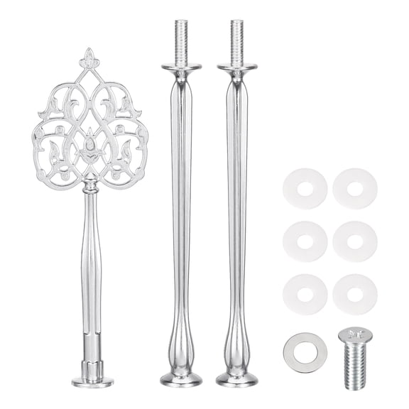 Uxcell 2 Sets Cake Tray Stand Handle Plate Hardware Fitting, 3-Tiers New Crown Silver
