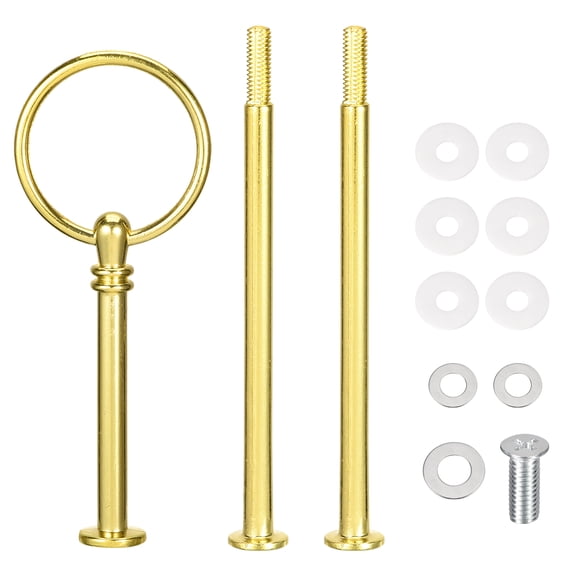 Uxcell 2 Sets Cake Tray Stand Handle Plate Hardware Fitting, 3-Tiers Round Gold