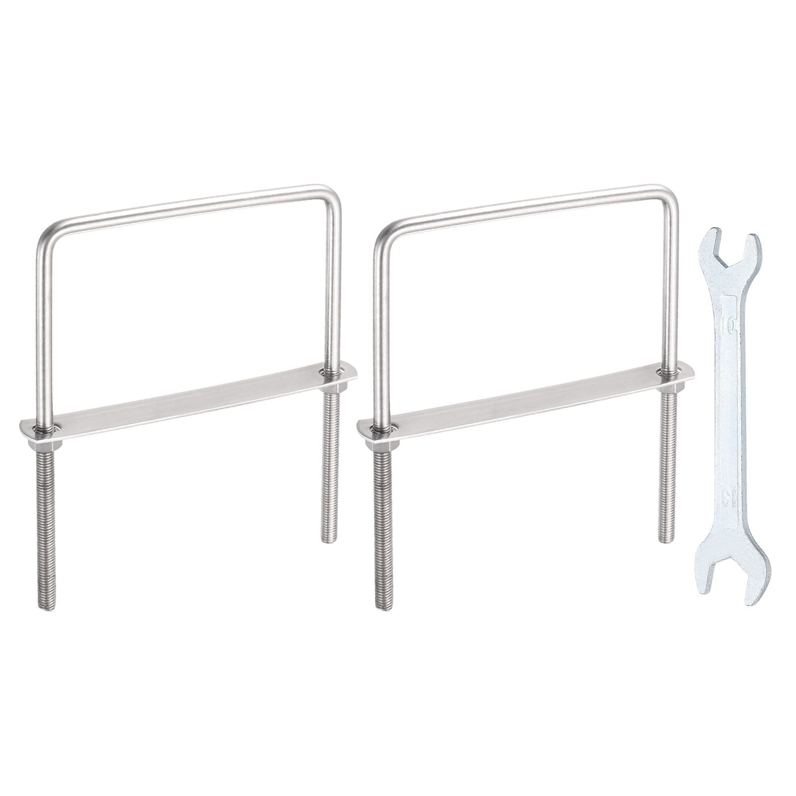 Uxcell 2 Sets M10 Square U-Bolts, 5.94" Inner Width 7.87" Length 304 Stainless Steel U Clamp Bolts with Nuts, Plates and Wrench