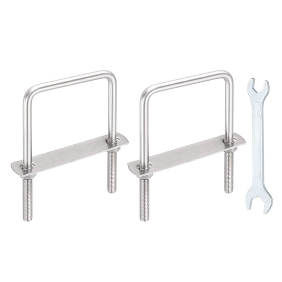 Uxcell 2 Sets M8 Square U-Bolts, 2.76" Inner Width 2.76" Length 304 Stainless Steel U Clamp Bolts with Nuts, Plates and Wrench