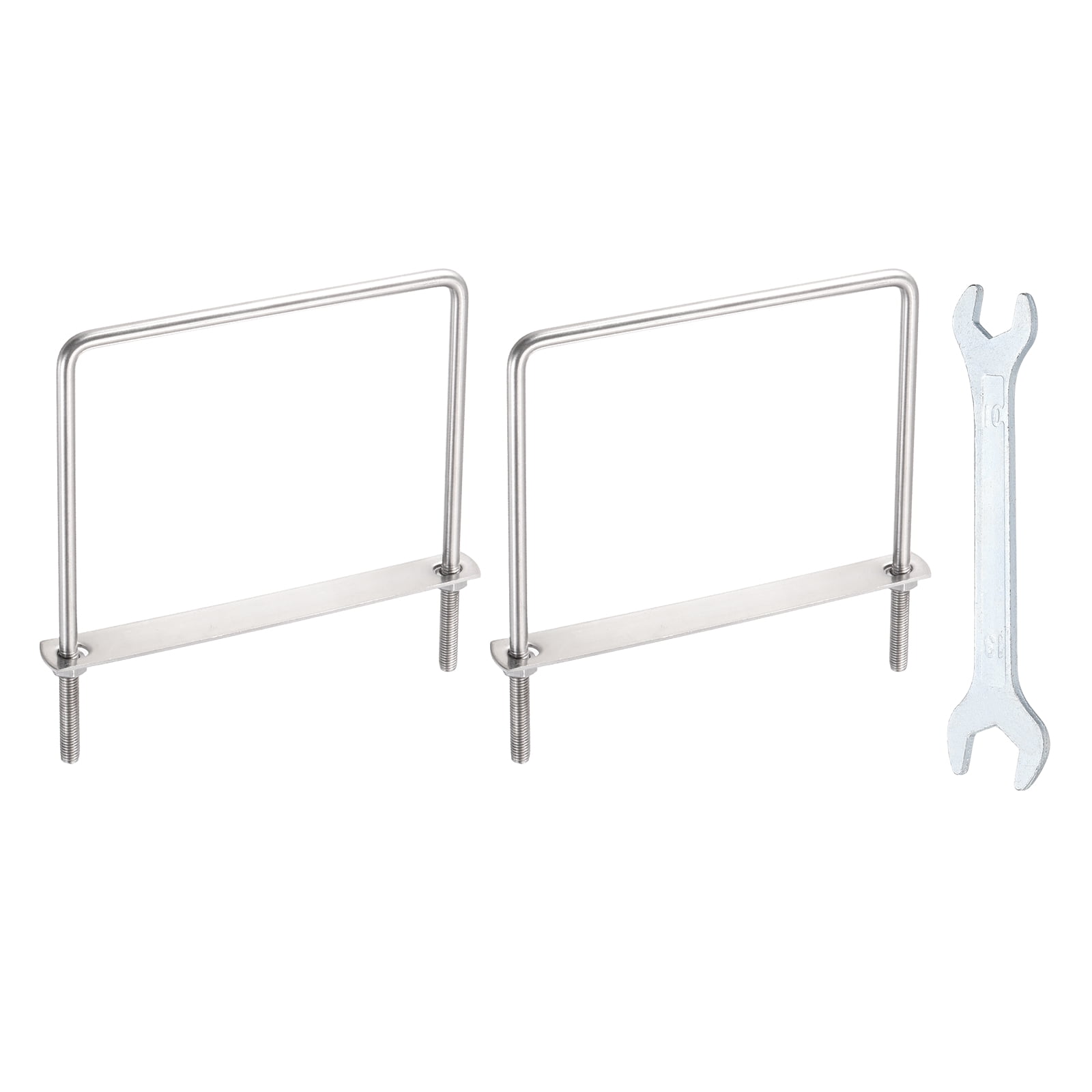 Uxcell 2 Sets M8 Square U-Bolts, 5.98" Inner Width 7.09" Length 304 Stainless Steel U Clamp Bolts with Nuts, Plates and Wrench
