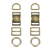 Uxcell 2 Sets Metal Side Release Buckles 25mm/ 1" Adjustable Quick Release Buckle Hook Clip with Tri-Glide Sliders D Rings Alloy Circle for Strap Backpack Webbing Craft, Aged Bronze