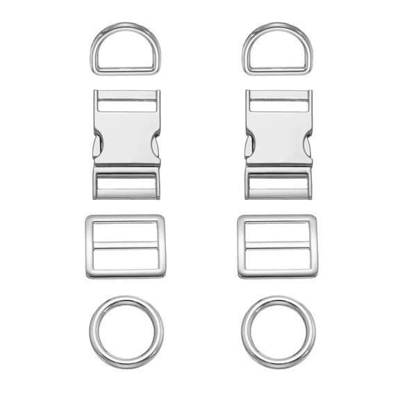 Uxcell 2 Sets Metal Side Release Buckles 25mm/ 1" Adjustable Quick Release Buckle Hook Clip with Tri-Glide Sliders D Rings Alloy Circle for Strap Backpack Webbing Craft, Silver