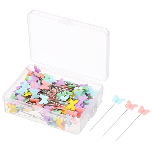 Uxcell 2'' Sewing Pins Light Colored Butterfly Head Straight Pin, Multicolor 200 Pack