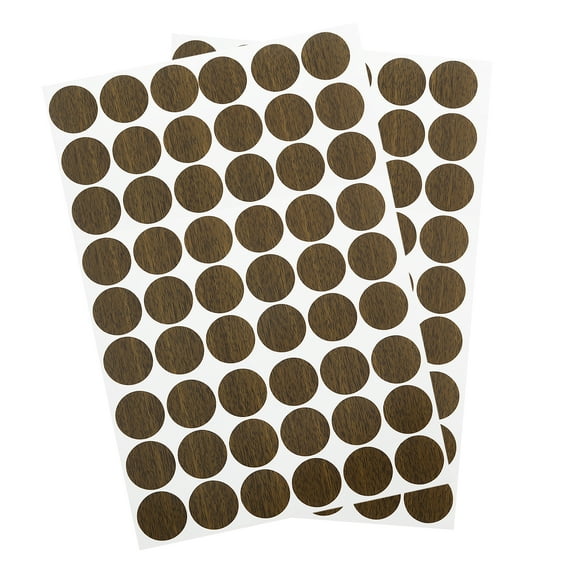 Uxcell 2 Sheets/108Pcs Screw Hole Stickers, 21mm Dark Brown Self-Adhesive Screw Cover Sticker