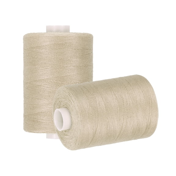 Uxcell 2 Spool Sewing Thread, Beige #452 Polyester Thread Prewound Bobbins for Sewing Machine Hand Stitching Quilting DIY Projects, 1000 Yards/Spool