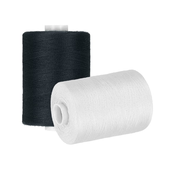 Uxcell 2 Spool Sewing Thread, Black/White Polyester Thread Prewound Bobbins for Sewing Machine Hand Stitching Quilting DIY Projects, 1000 Yards/Spool