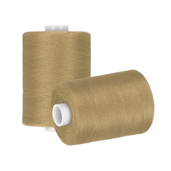 Uxcell 2 Spool Sewing Thread, Light Brown #566 Polyester Thread Prewound Bobbins for Sewing Machine Hand Stitching Quilting DIY Projects, 1000 Yards/Spool