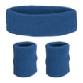 thumbnail image 1 of Uxcell 2 Sport Wristbands & 1 Headband Set Cotton Absorbent Athletic Sweatband Lake Blue, 1 of 6