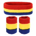 thumbnail image 1 of Uxcell 2 Sport Wristbands & 1 Headband Set Cotton Absorbent Athletic Sweatband Red, Yellow, Blue, 1 of 6