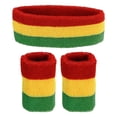 thumbnail image 1 of Uxcell 2 Sport Wristbands & 1 Headband Set Cotton Absorbent Athletic Sweatband Red, Yellow, Green, 1 of 6