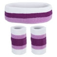 thumbnail image 1 of Uxcell 2 Sport Wristbands & 1 Headband Set Cotton Absorbent Athletic Sweatband White, Purple, 1 of 6