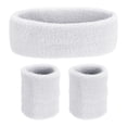 thumbnail image 1 of Uxcell 2 Sport Wristbands & 1 Headband Set Cotton Absorbent Athletic Sweatband White, 1 of 6