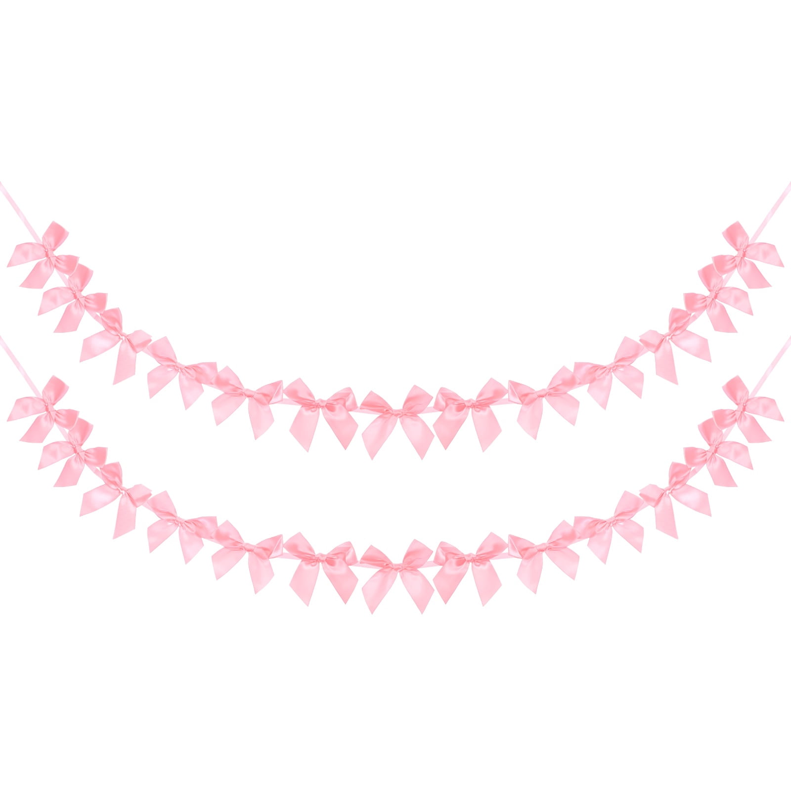 Uxcell 2 String of 13 PCS Peach Pink Bow Garland Banner Decoration, Pre ...