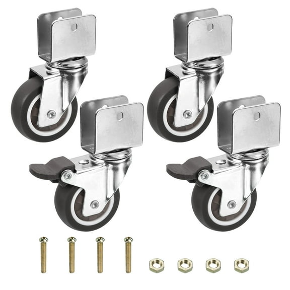 Uxcell 2" Swivel Caster Wheels with 5/8" U Bracket, 4 Pack Mute Moving Swivel Wheel Total Load 165lbs for Furniture
