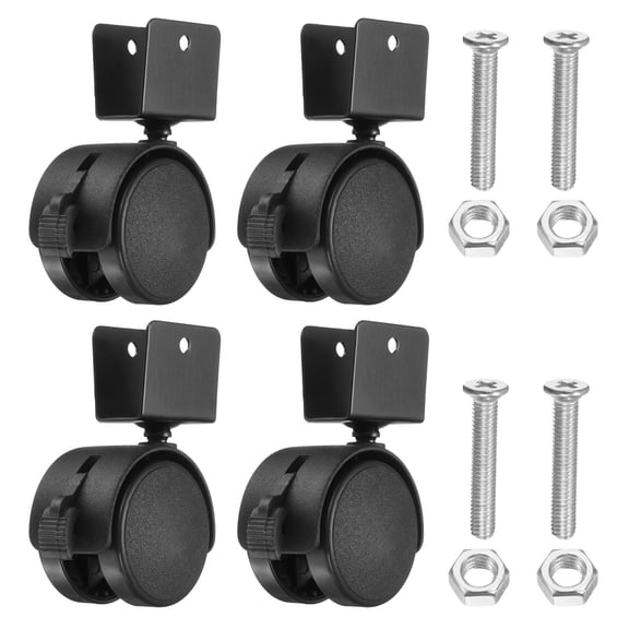 Uxcell 2" Swivel Caster with 0.71" U Bracket, 4 Pack 360 Rotation Nylon Wheel with Brake Locking Caster for Furniture Legs